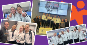 Collage of pictures from February 2024 Gymnastic Events.
