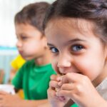 Girl eating an after school snack